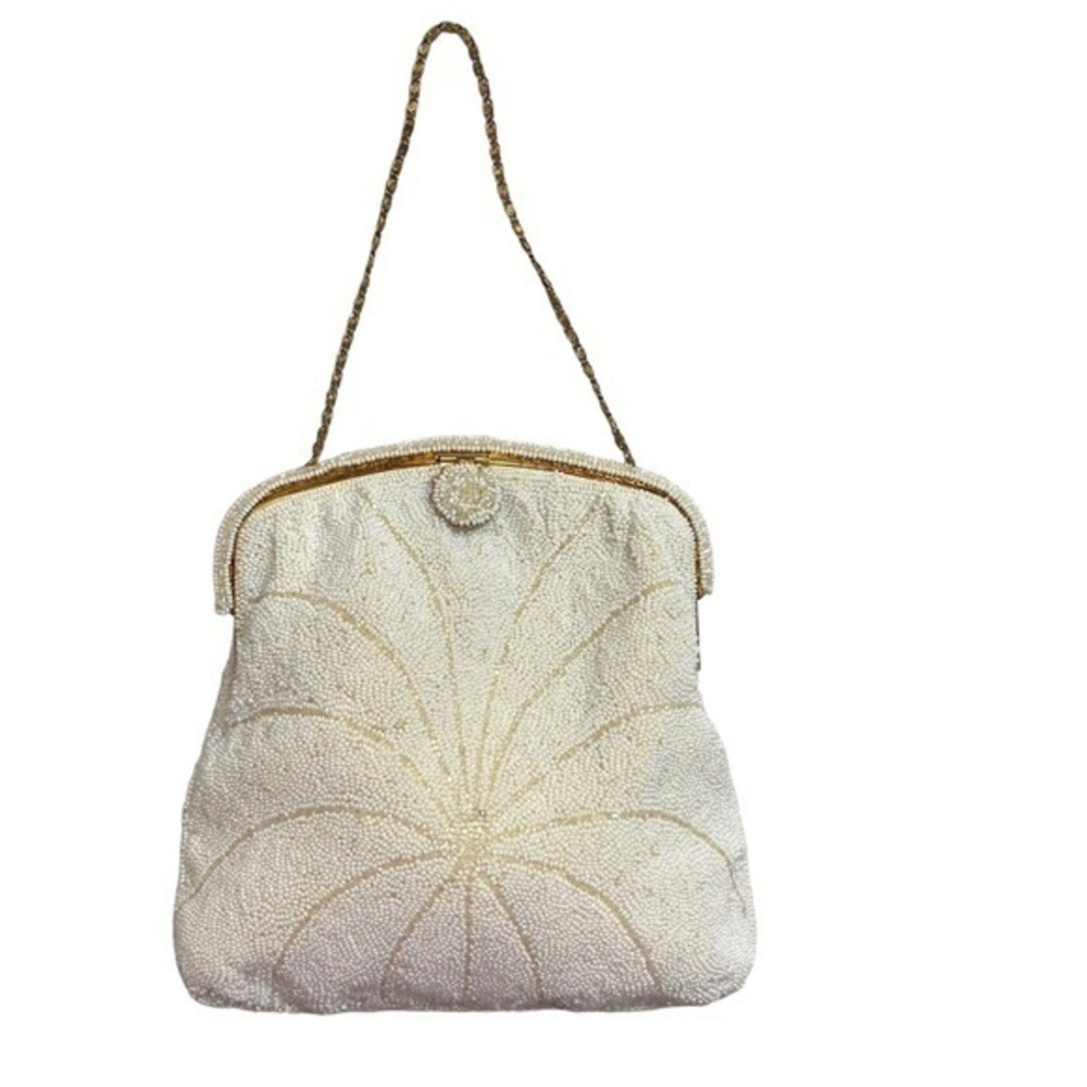 Jorelle vintage white beaded evening bag handmade in France